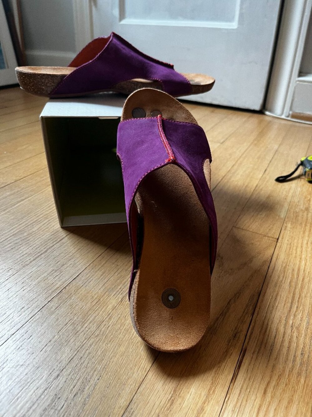 Juil Purple Nubuck Slide Sandals, Comfort Footbed EUC
